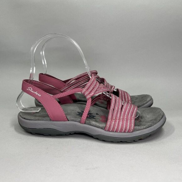 Skechers Women's Size 7 Reggae Pink & Gray Sandals - Picture 1 of 10